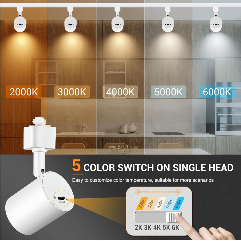 5 Color 6 Light LED Track Lighting Kit With 6.6FT H Type Track Lighting
Rail NIB